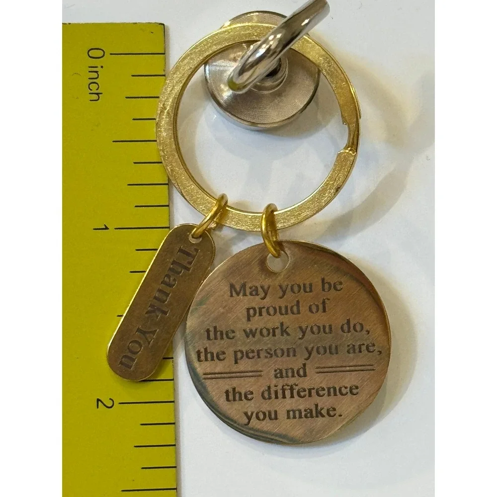 Inspirational Thank You Keychain Gold Tone Motivational Quote Medallion Charm